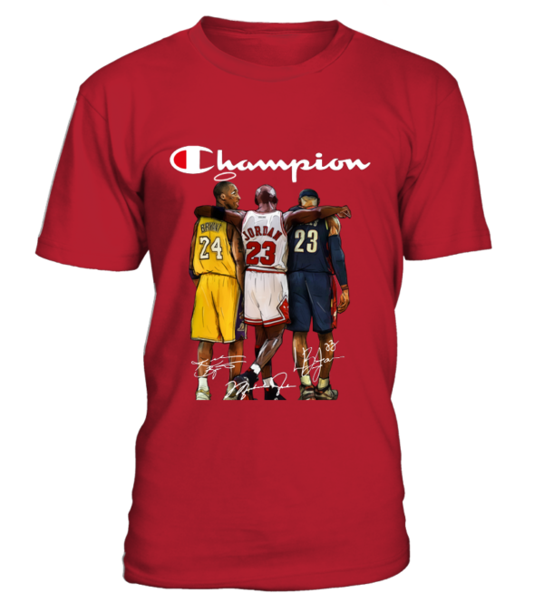 3 NBA Legends Kobe Bryant Michael Jordan Lebron James Champion T-shirt
