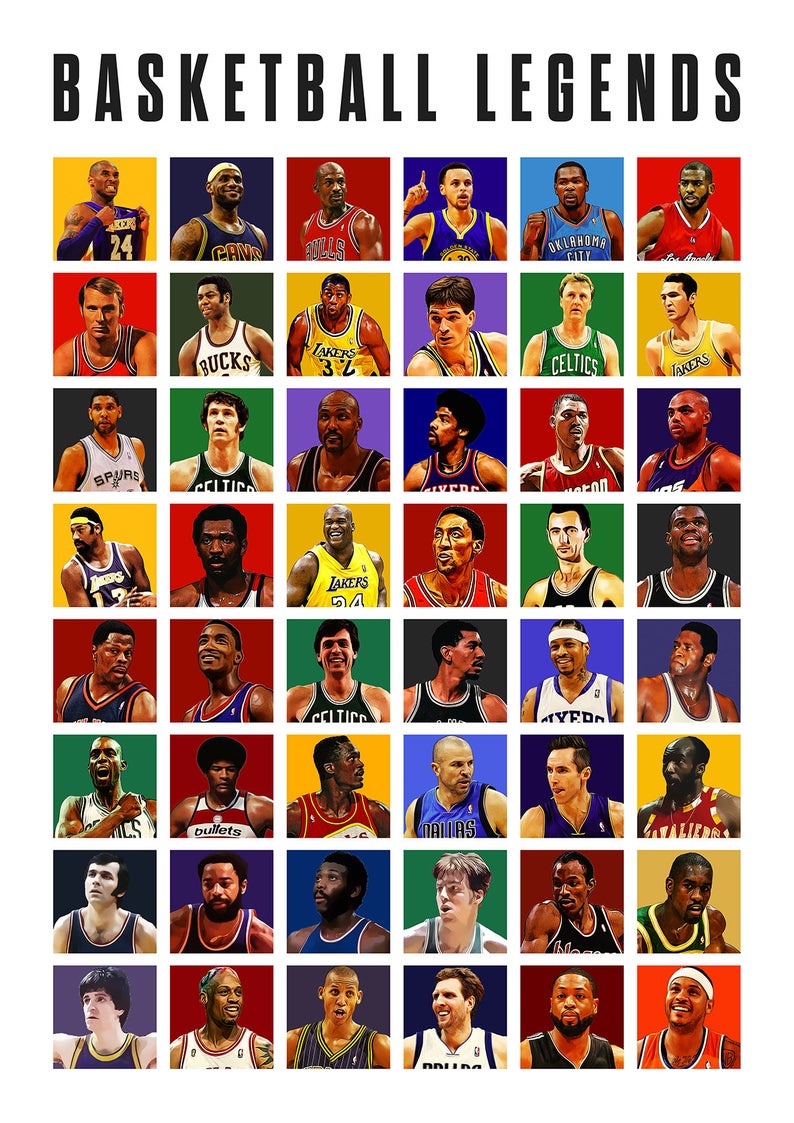 Poster Canvas – Basketball Legends All Time Poster Canvas – Basketball Legends All Time