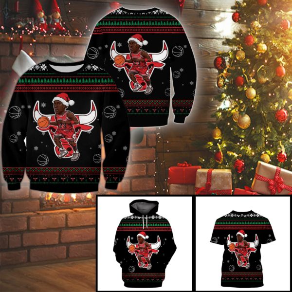 3D Hoodie Sweater Tshirt – Jordan Bulls Christmas Gift