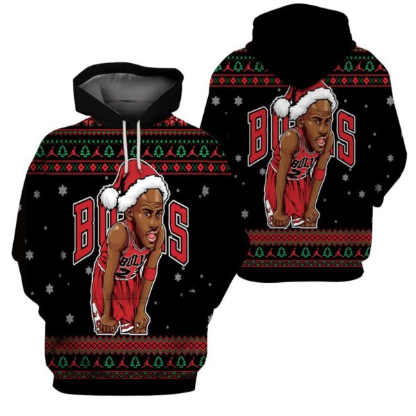 3D Hoodie Sweater Tshirt – Jordan Bulls Christmas Limited