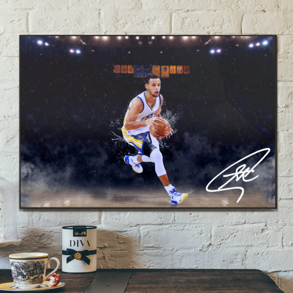 Poster Canvas – Stephen Curry Poster Golden State Warriors Basketball Hand Made Posters Canvas Print Kids Wall Art Man Cave Gift Home Decor
