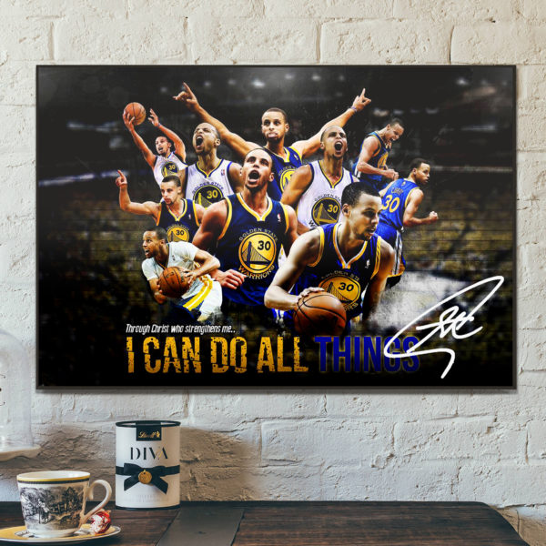 Poster Canvas – Stephen Curry Poster Golden State Warriors Basketball Hand Made Posters Canvas Print Kids Wall Art Man Cave Gift Home Decor