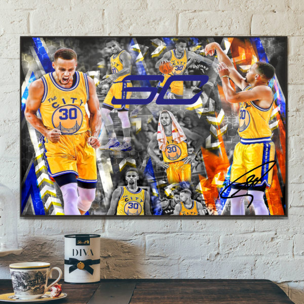 Poster Canvas – Stephen Curry Poster Golden State Warriors Basketball Hand Made Posters Canvas Print Kids Wall Art Man Cave Gift Home Decor