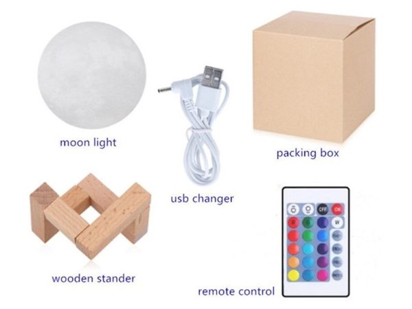 3D Printed Moon Lamp – KB Legend / LED 16 Color With Remote / Touch to Change Colors 15 CM Diameter