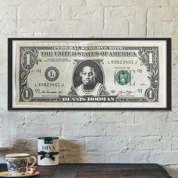 Dennis Rodman Bank Note In Rod We Trust Canvas