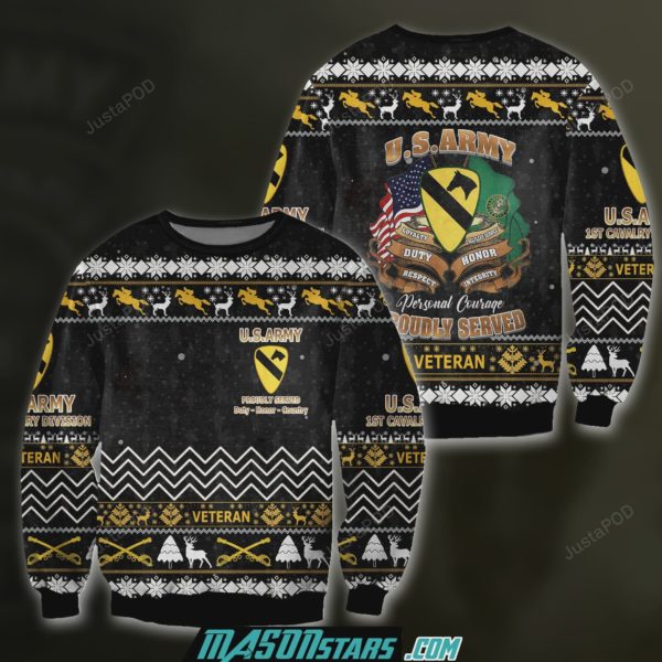 1st Cavalry Division Veteran US Army Christmas Ugly Sweater