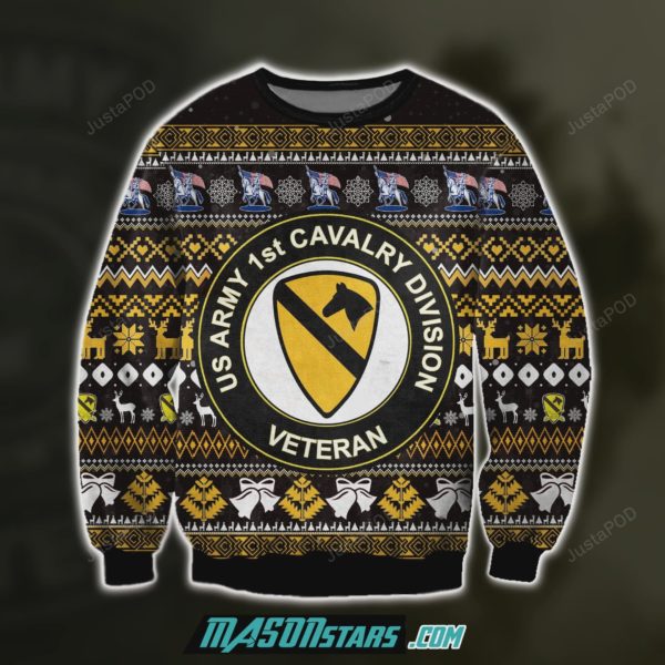 1st Cavalry Division Veteran US Army Logo Christmas Ugly Sweater