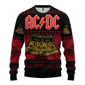 Acdc Red Hells Bells Christmas Ugly Sweater