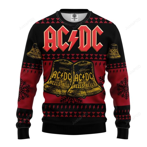 Acdc Red Hells Bells Christmas Ugly Sweater