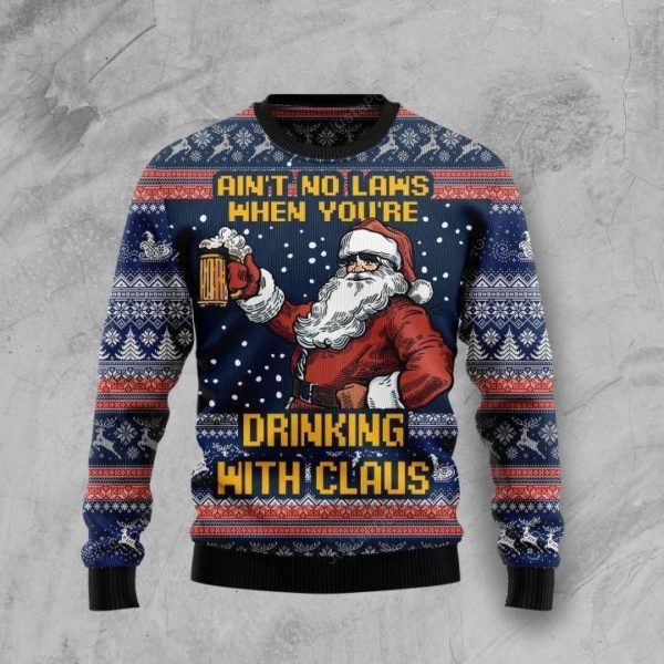 Ain’t No Law When Drinking Beer Christmas Ugly Sweater
