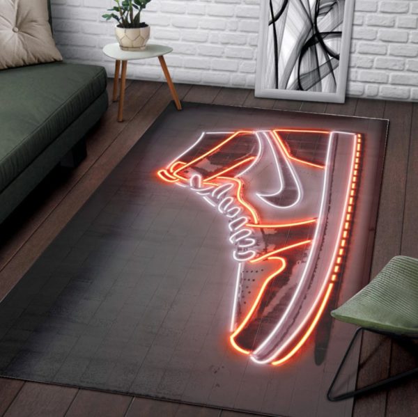 Air Jordan Neon Light Sneaker Rug Home Decor