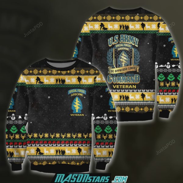 Airborne Veteran Christmas Ugly Sweater
