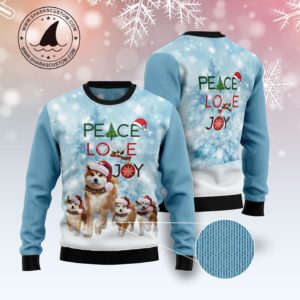 Akita Peace Love Joy Christmas Ugly Sweater