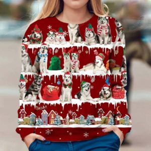 Alaskan Malamute Snow Christmas Ugly Sweater