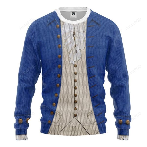 Alexander Hamilton Blue Christmas Ugly Sweater