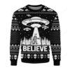 Alien UFO Believe Bigfoot Christmas Ugly Sweater