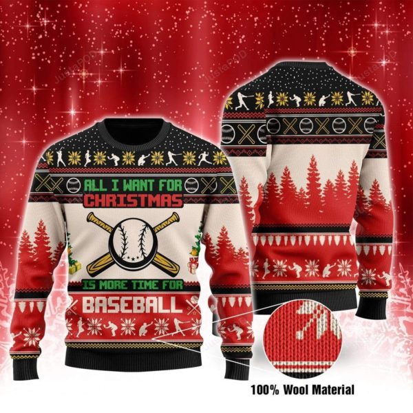 All I Want For Christmas Is Baseball Christmas Ugly Sweater