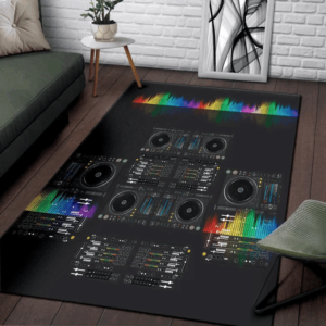 Amazing DJ Mixer control Rainbow Black Living Room Carpet Rug Home Decor