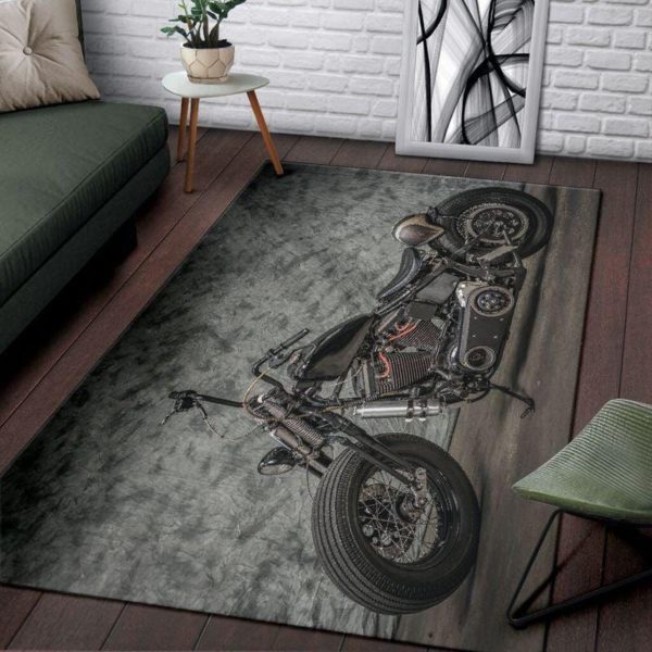 Amazing Motorcycle Grey Living Room Carpet Rug Home Decor