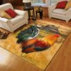 Amazing Rooster On Farm Living Room Carpet Rug Home Decor