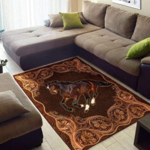 Amazing Strong Brown Horse Living Room Carpet Rug Home Decor
