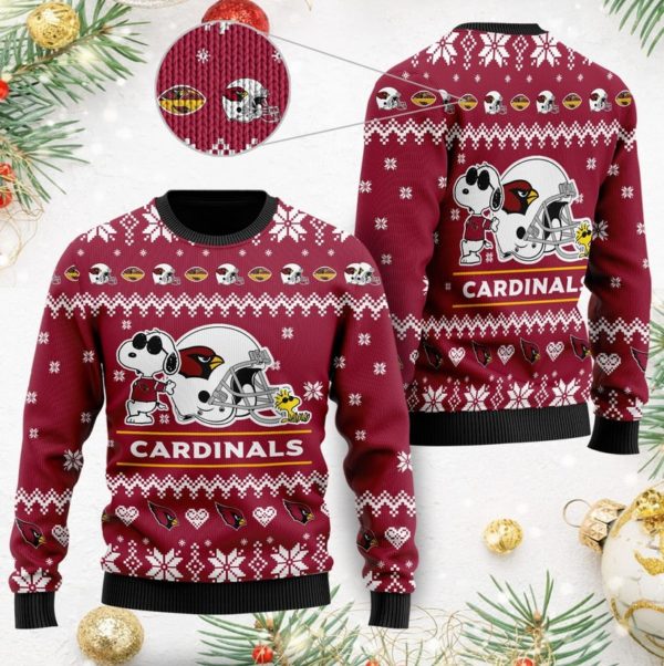 Arizona Cardinals Cute The Snoopy Show Football Helmet Christmas Ugly Sweater