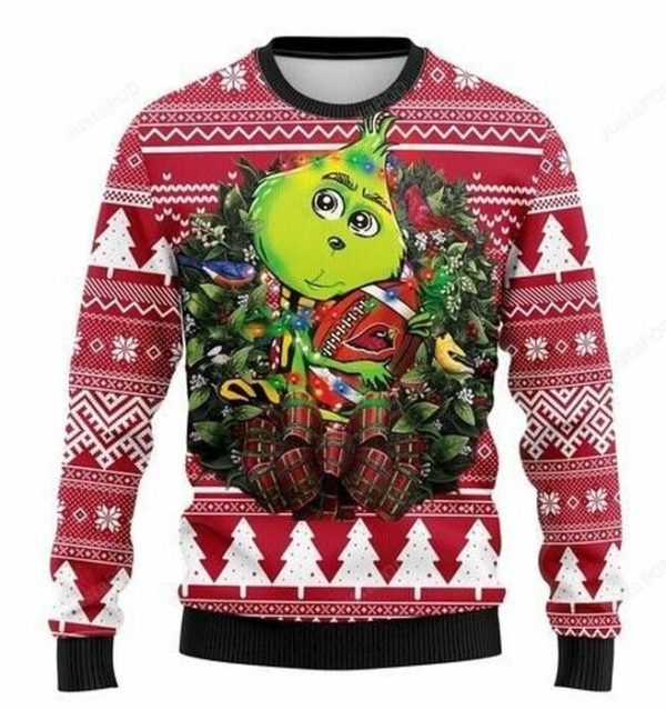 Arizona Cardinals Grinch Hug Christmas Ugly Sweater