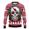Arizona Cardinals Skull Flower Christmas Ugly Sweater