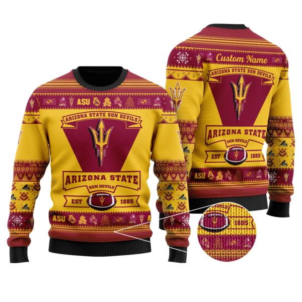 Arizona State Sun Devils Est 1885 NFL Christmas Ugly Sweater