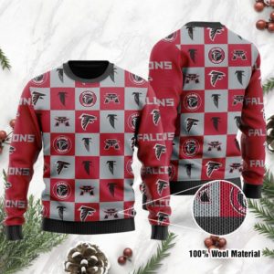 Atlanta Falcons Logo Checkered Flannel Christmas Ugly Sweater