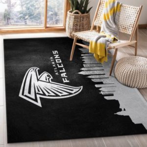 Atlanta Falcons Skyline NFL Black And White Living Room Carpet Rug Home Decor