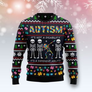 Autism It’s Not A Disability Its A Different Ability Christmas Ugly Sweater