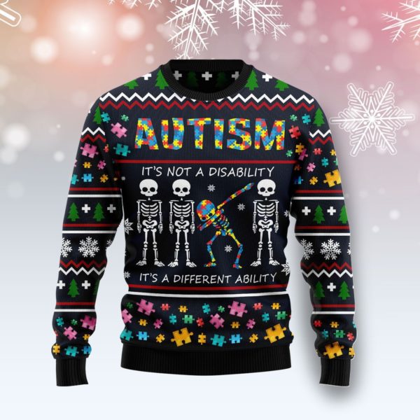 Autism It’s Not A Disability Its A Different Ability Christmas Ugly Sweater