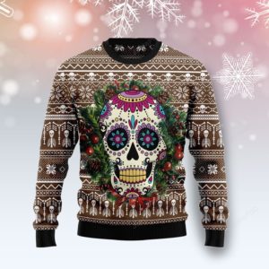 Awesome Sugar Skull Calavera Christmas Ugly Sweater