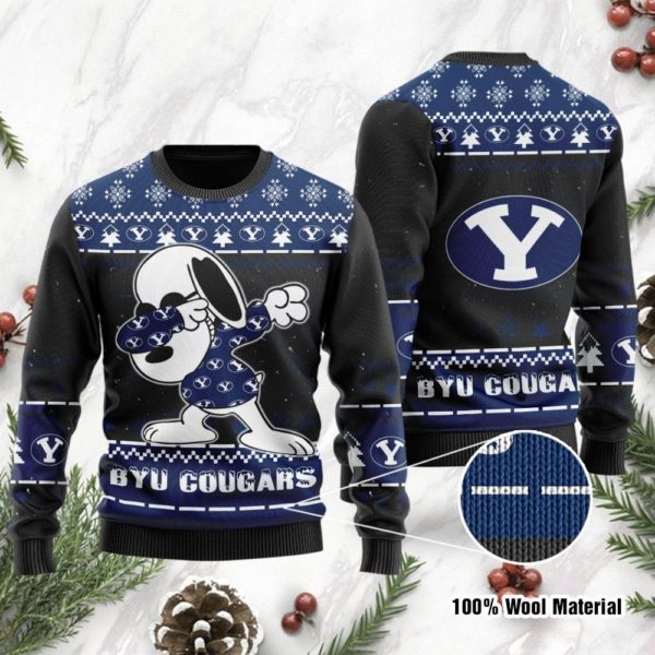 BYU Cougars Snoopy Dabbing  Christmas Ugly Sweater
