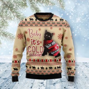 Baby It’s Cold Outside Black Cat Christmas Ugly Sweater