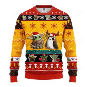 Baby Yoda And Frog Christmas Ugly Sweater