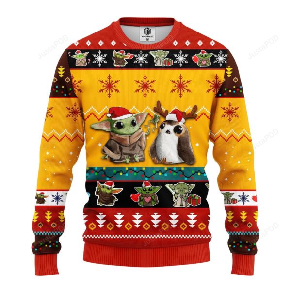 Baby Yoda And Frog Christmas Ugly Sweater