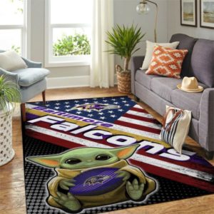 Baby Yoda Baltimore Ravens Living Room Rug Floor Decor Home Decor