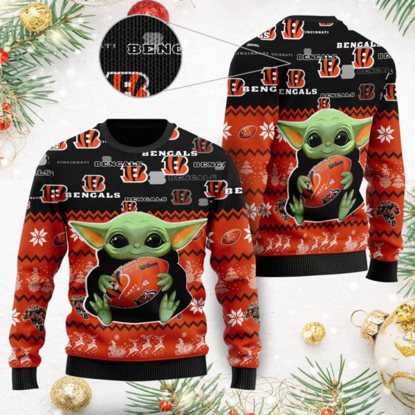Baby Yoda Cincinnati Bengals Christmas Ugly Sweater