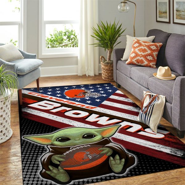 Baby Yoda Cleveland Browns Living Room Carpet Rug Home Decor Baby Yoda Cleveland Browns Living Room Carpet Rug Home Decor