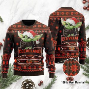 Baby Yoda Grogu Cleveland Browns Christmas Ugly Sweater
