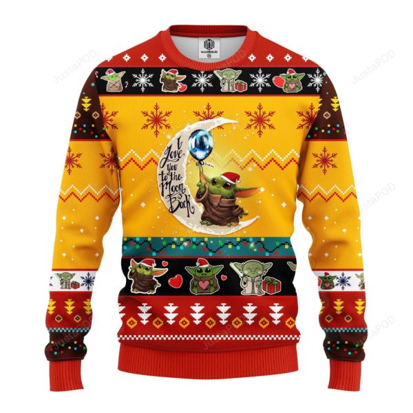 Baby Yoda I Love You To The Moon And Back Christmas Ugly Sweater
