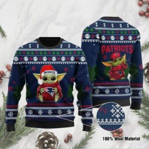 Baby Yoda New England Patriots Christmas Ugly Sweater