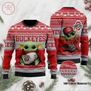 Baby Yoda Ohio State Buckeyes Christmas Ugly Sweater