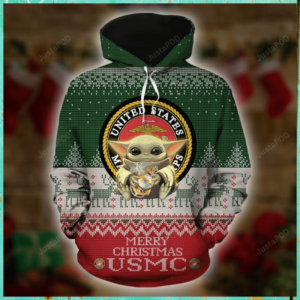 Baby Yoda United States US Marine Corps Christmas Ugly Sweater