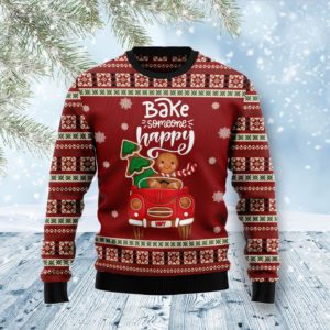 Bake Someone Happy Car Riding Christmas Ugly Sweater