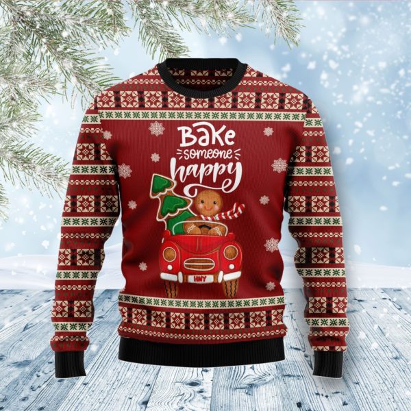 Bake Someone Happy Car Riding Christmas Ugly Sweater