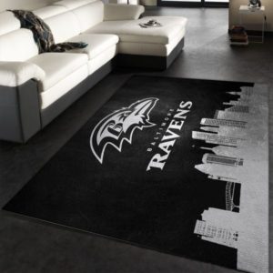 Baltimore Ravens Black And White NFL Gifts Living Room Carpet Rug Home Decor
