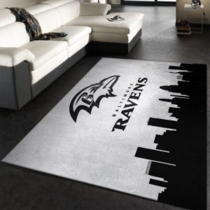 Baltimore Ravens Black And White NFL Living Room Carpet Rug Home Decor
